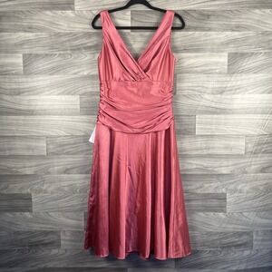 Dessy Collection Gown Dress Women 12 Pink Satin Sleeveless Wedding Formal Sample